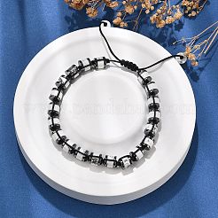 Adjustable Natural Howlite and Non-magnetic Synthetic Hematite Braided Bead Bracelets&nbsp;BJEW-Z090-01O