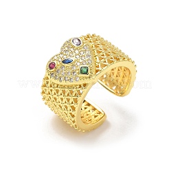 Brass Micro Pave Cubic Zirconia Adjustable Cuff Rings&nbsp;RJEW-V009-06G