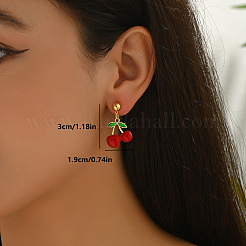 Brass Enamel Dangle Stud Earrings&nbsp;XF3757-4