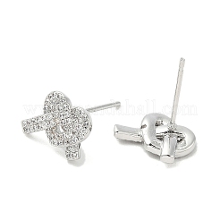 Rack Plating Brass Micro Pave Clear Cubic Zirconia Stud Earrings for Women&nbsp;EJEW-M260-16P