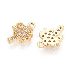 Brass Micro Pave Clear Cubic Zirconia Pendants&nbsp;KK-T077-51G