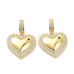 Brass Micro Pave Clear Cubic Zirconia Pendants&nbsp;KK-D004-15G