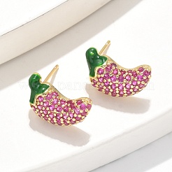 Brass Micro Pave Cubic Zirconia Stud Earrings&nbsp;EJEW-Q015-13G-02