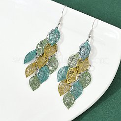 430 Stainless Steel Leaf Dangle Earrings&nbsp;EJEW-A137-06P-02