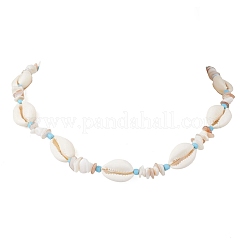 Ocean Natural Cowrie Shell & Chip & Glass Seed Beaded Necklaces&nbsp;NJEW-JN05848