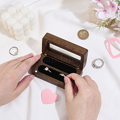 Walnut Wood Jewelry Couple Rings Storage Cases with Visible Window Magnetic Lids&nbsp;CON-WH0112-018