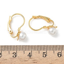 Round Brass ABS Imitation Pearl Leverback Earring Findings&nbsp;KK-Z136-27G
