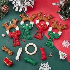 Christmas Theme DIY Handmade Woven Cotton Christmas Reindeer Keychain Making Kits&nbsp;DIY-SC0028-11