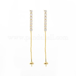Brass Micro Pave Clear Cubic Zirconia Stud Earring Findings&nbsp;KK-S360-172B