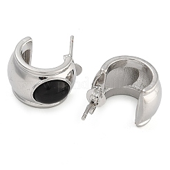 Brass & Natural Agate C-Shaped Stud Earrings&nbsp;EJEW-K293-09P