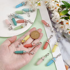 Double Terminated Pointed/Bullet Shape  Synthetic Luminous Stone Pendant Decoration&nbsp;HJEW-AB00379