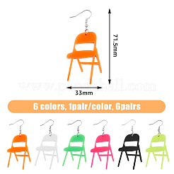 6 Pairs 6 Colors Acrylic Chair Dangle Earrings with Steel Iron Pins&nbsp;EJEW-FI0001-56