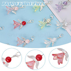 40Pcs 10 Styles Angel Acrylic & Glass Pearl Pendant Decoration&nbsp;HJEW-CA00017