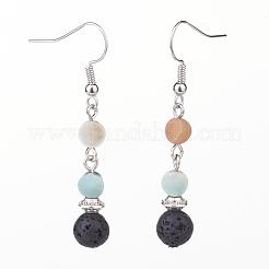 Frosted Natural Gemstone Dangle Earrings&nbsp;EJEW-JE02456