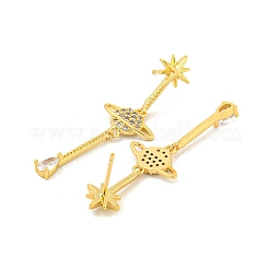 Rack Plating Planet Brass Micro Pave Clear Cubic Zirconia Stud Earrings&nbsp;EJEW-B061-07G