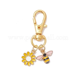 Flower & Bees Alloy Enamel Pendant Decorations&nbsp;HJEW-JM03788