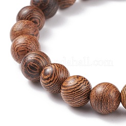 Natural Wenge Wood & Lapis Lazuli & Synthetic Turquoise Round Beaded Stretch Bracelet&nbsp;BJEW-JB08206