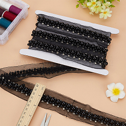 1.9 Yards Grenadine Mesh Lace Trim with Resin Beads and Rhinestone&nbsp;OCOR-FG0002-98A