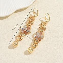 Brass Flower Tassel Hoop Earrings&nbsp;LY6441