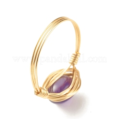 Natural Amethyst Oval Finger Rings&nbsp;RJEW-JR00441-01