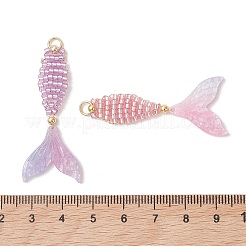 2Pcs 2 Colors Glass Seed Beaded Pendants&nbsp;PALLOY-MZ01263