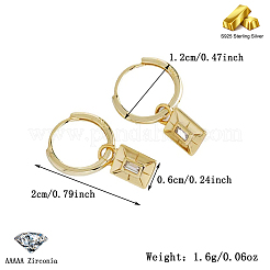 S925 Sterling Silver Rectangle Hoop Earrings Simple Geometric Fashion Accessory&nbsp;KF9307-1
