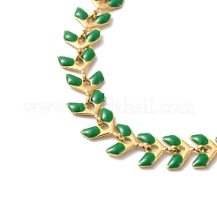 Enamel Ear of Wheat Link Chain Necklace&nbsp;NJEW-P220-02G-07