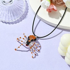 Braided Glass Seed Bead Spider Pendant Necklaces&nbsp;NJEW-MZ00036-02