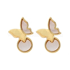 Butterfly Brass Shell Stud Earrings&nbsp;KK-D363-22G
