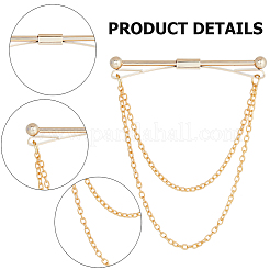 2Pcs 2 Colors Brass Hanging Chains Collar Pins Tie Clips&nbsp;AJEW-GF0007-55