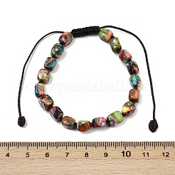 Dyed Natural Imperial Jasper Beads Braided Bead Bracelets for Men Women&nbsp;BJEW-D360-01C