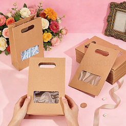 Kraft Paper Gift Bags with Visible Window and Die Cut Hole Handles&nbsp;ABAG-WH0032-124