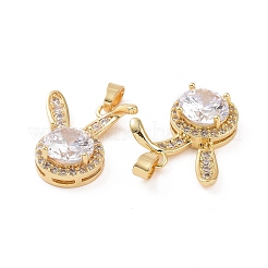 Brass Micro Pave Clear Cubic Zirconia Pendants&nbsp;KK-E068-VC418