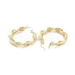 Brass Twist Rope Shape Hoop Earrings for Women&nbsp;EJEW-F303-08G