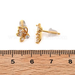 Butterfly Brass Micro Pave Clear Cubic Zirconia Stud Earrings&nbsp;EJEW-B131-01G