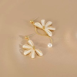 Daisy with Round Alloy Resin Tassel Stud Earrings&nbsp;FS-WGED047-01