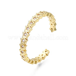 Cubic Zirconia Pentagram Open Cuff Ring&nbsp;RJEW-N035-122