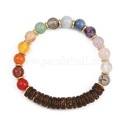 Natural Mixed Gemstone Round Beads Stretch Bracelets for Men Women&nbsp;BJEW-JB12394