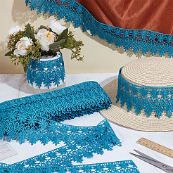 Polyester Flower Lace Ribbon&nbsp;OCOR-WH0105-156B