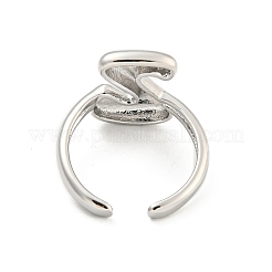 Brass Letter Open Cuff Rings for Women&nbsp;RJEW-G313-01Z-P