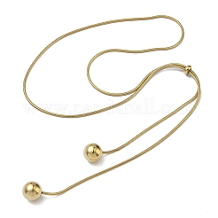 Ion Plating(IP) 304 Stainless Steel Round Snake Chain Lariat Necklaces with 201 Stainless Steel Round Beads&nbsp;NJEW-D269-02G