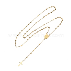 304 Stainless Steel Rosary Bead Necklaces For Religion&nbsp;STAS-B021-02G