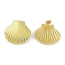 PVD Vacuum Plating 201 Stainless Steel Shell Shaped Stud Earrings for Women&nbsp;EJEW-F345-04G