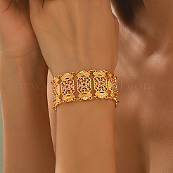 Vintage Brass Micro Pave Cubic Zirconia Link Chain Bracelets for Women&nbsp;YN3054