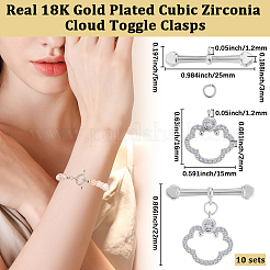 10Pcs Brass Micro Pave Clear Cubic Zirconia Toggle Clasps&nbsp;KK-BBC0021-02P