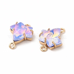 Brass with K9 Glass Connector Charms&nbsp;KK-B071-13G