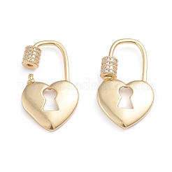 Brass Micro Pave Cubic Zirconia Screw Carabiner Lock Charms&nbsp;ZIRC-I041-09B