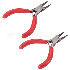 2Pcs 3 Inch Carbon Steel Mini Pliers Round Nose Pliers with Red Handles&nbsp;TOOL-TA0001-17