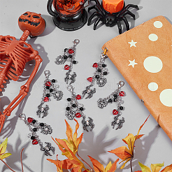 8Pcs Halloween Spider & Web Acrylic & Alloy Pendant Decoration&nbsp;HJEW-SC0001-79