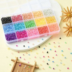 195G 15 Colors 6/0 Transparent Glass Seed Beads&nbsp;SEED-YW0002-45